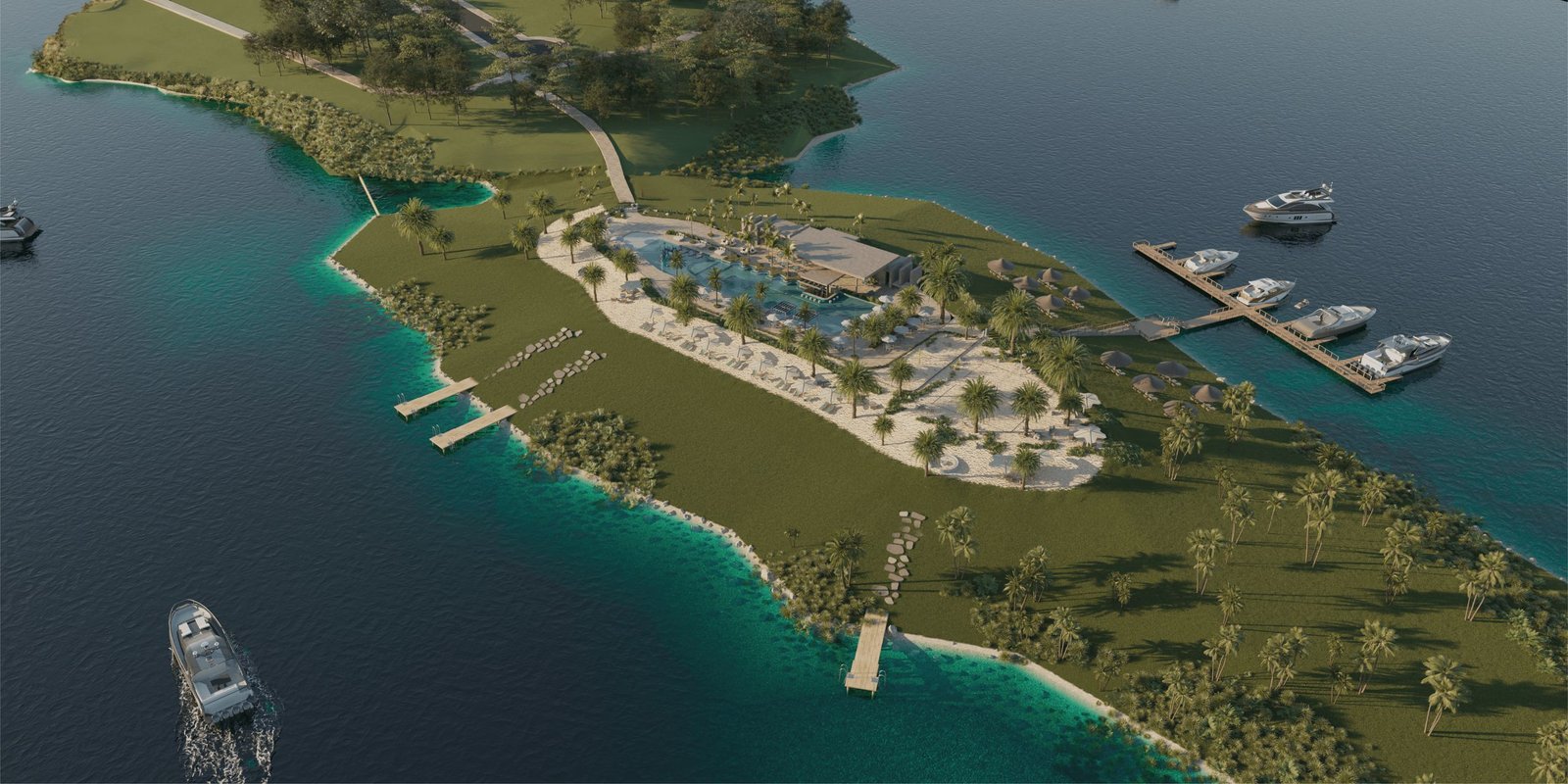 Detalhe da área de piscinas